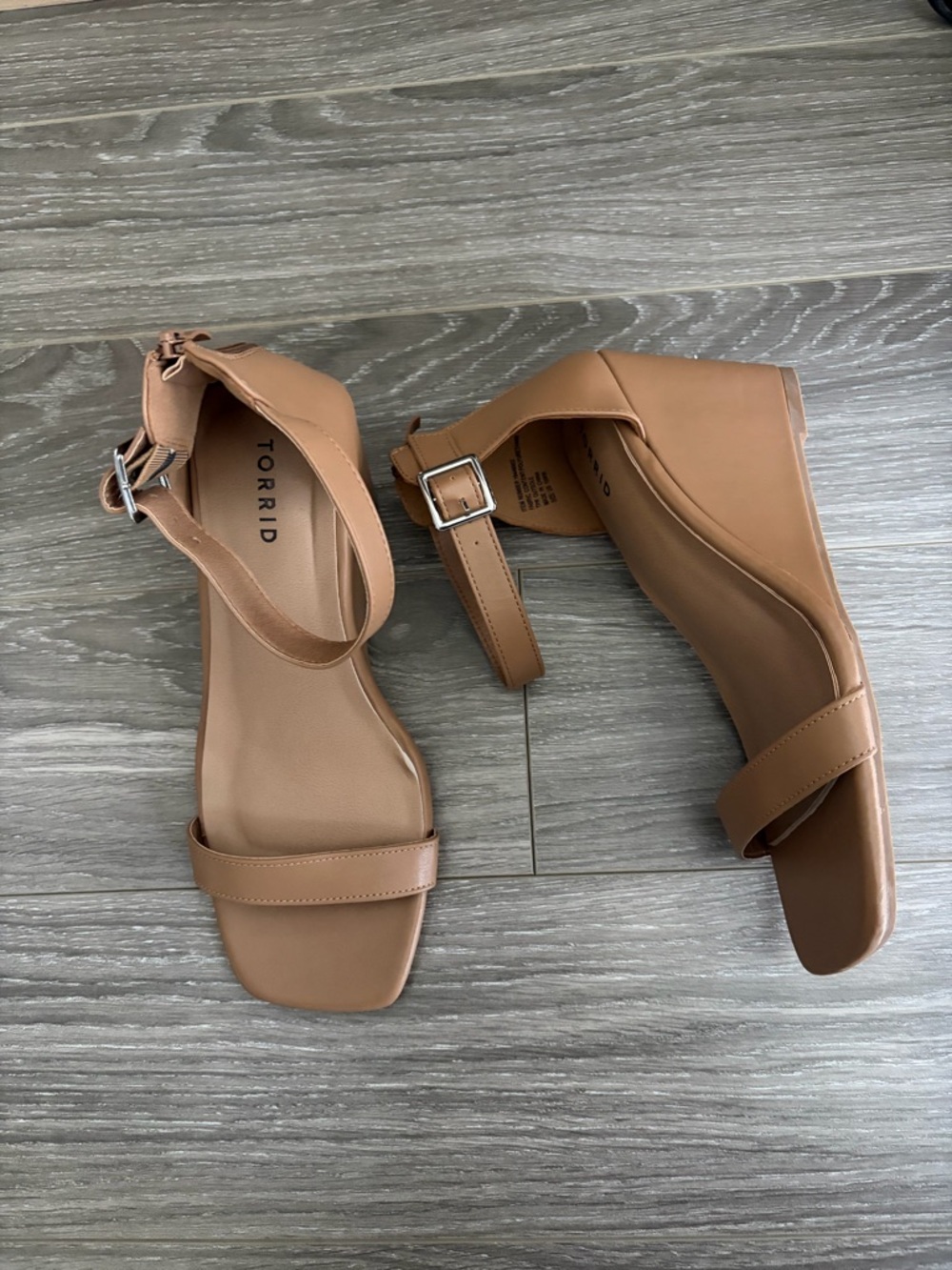 Torrid Square Toe Demi Wedge Sandals Size 10WW